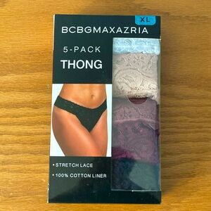 BCBGMaxazria Women's Stretch lace Thongs 5-Pack Underwear XL Multi Colors NIB